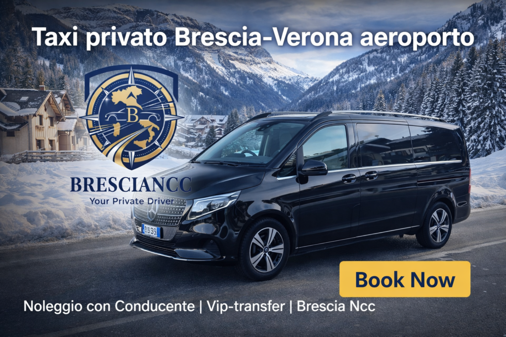 Private taxi from Brescia to Verona airport, chauffeur-driven car service from Brescia
