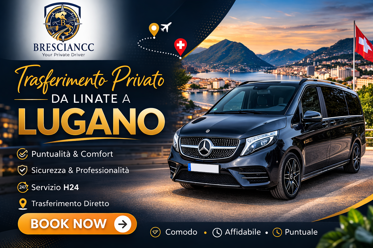 Trasferimento privato da Linate a Lugano