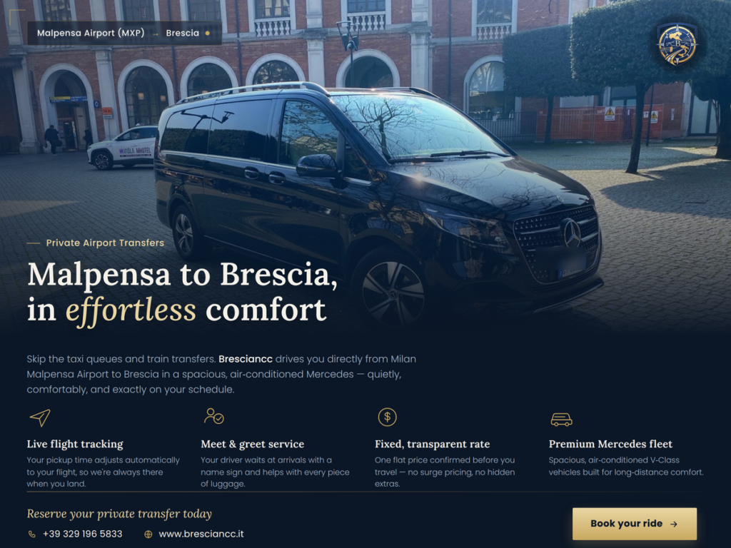 Milan Malpensa Airport to Brescia Private Driver
