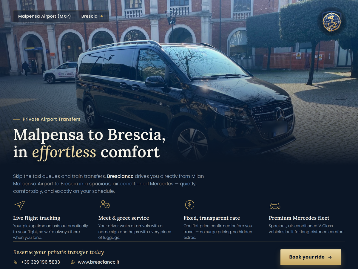 Milan Malpensa Airport to Brescia Private Driver
