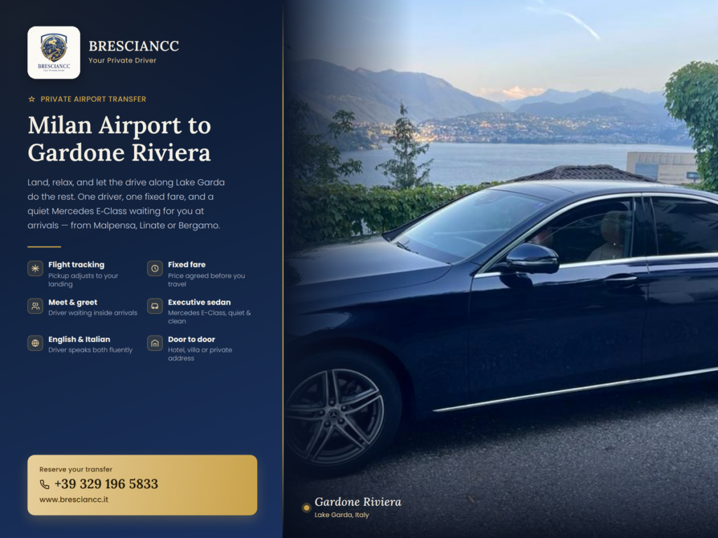 Private Driver Milan Airport to Gardone Riviera