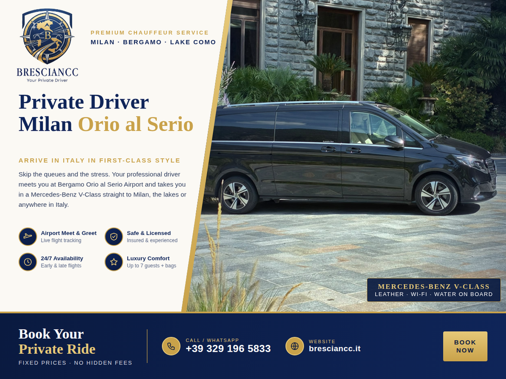 GMB Flyer Private Driver Milan Orio al Serio